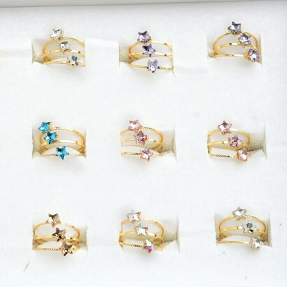 Jewelry | Cz Sapphire Star Triple Band Gold Ring - Picture 3 of 6