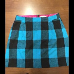 Teal and black plaid mini skirt