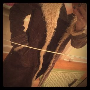 Fur lined corduroy coat