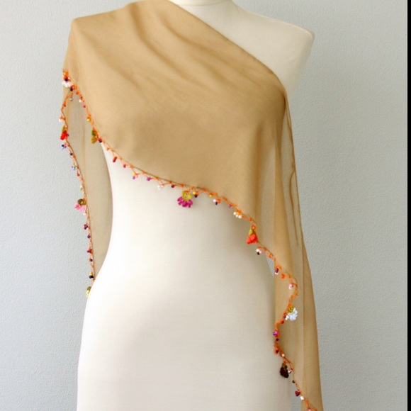 VINTAGE PETAL PINK AND WHITE ART DECO STYLE SCARF - Picture 3 of 3