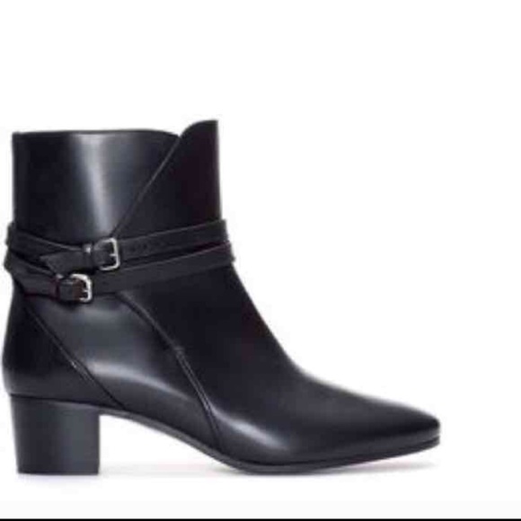 Zara black leather boots 9