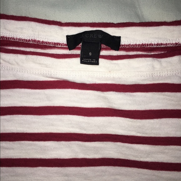 J.Crew Midweight Striped T red - Picture 3 of 4