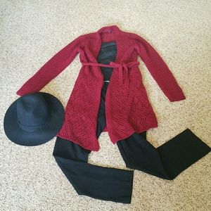 BCBG Maxazria Maroon Front Cardigan