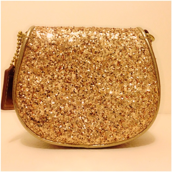 Coach Gold Glitter Evening Shoulder Bag Limited Ed - Picture 2 of 4