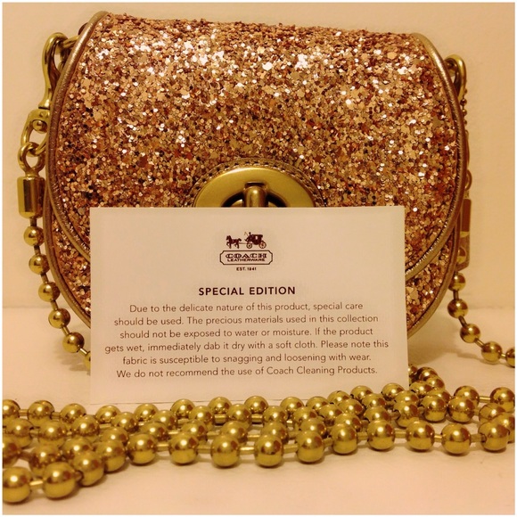 Coach Gold Glitter Evening Shoulder Bag Limited Ed - Picture 3 of 4