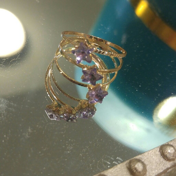 Jewelry | PURPLE CRYSTAL STAR SWIRL GOLD RING - Picture 2 of 5