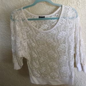 Net floral 3/4 sleeve top.