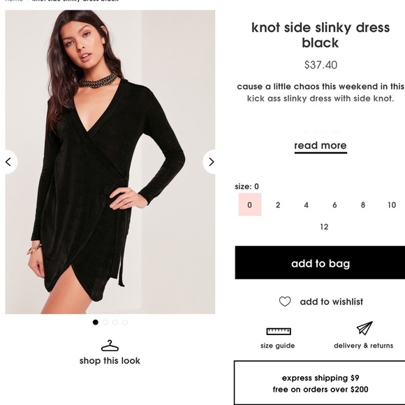 MISSGUIDED Black Slinky Dress NWT