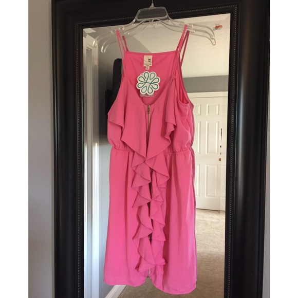 Pink Ruffle Zip Up Dress *NWT*