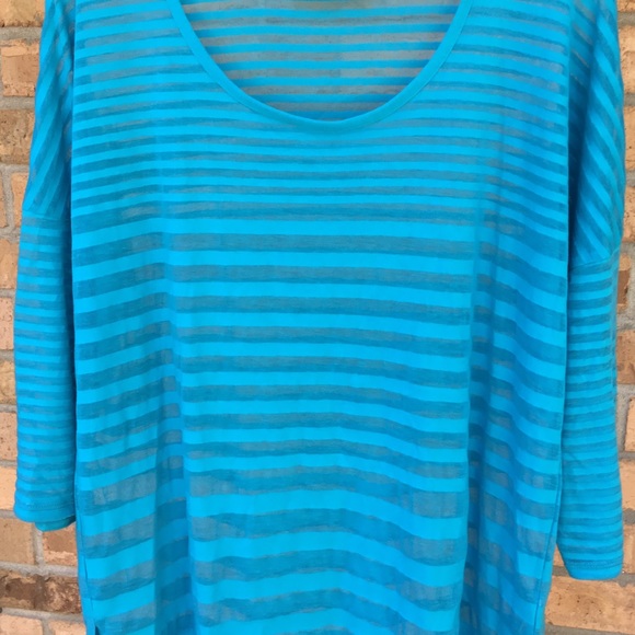 Chico's Turquoise Sheer Layering Top Shirt Sz 2