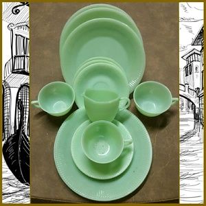 Anchor hocking Fire King jadeite set