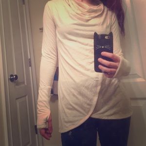 Cream, Cowl-Front Tunic