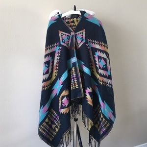 Ikat cover-up poncho/cape.