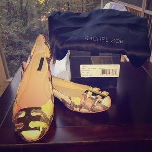SALE Rachel Zoe hand painted real snake-skin flats