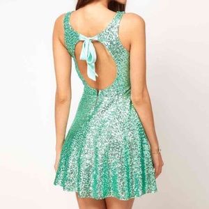 TFNC ASOS Sequin Mini Skater Dress in Mint