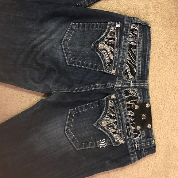 Zebra distressed rhinestone Miss Me Jeans - Picture 3 of 4