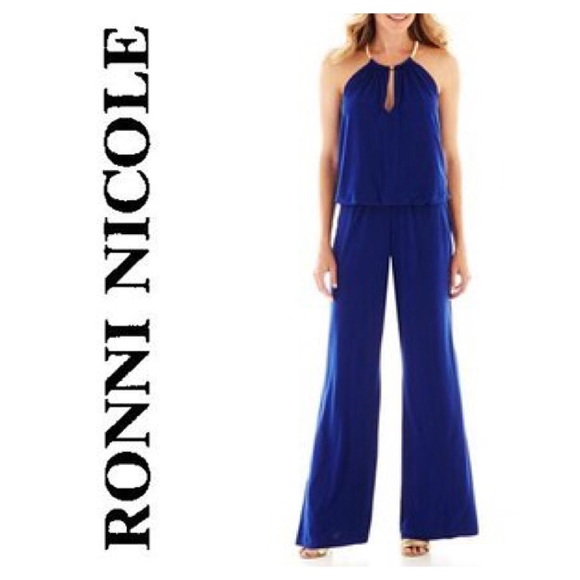 Ronni Nicole Halter Blouson Jumpsuit