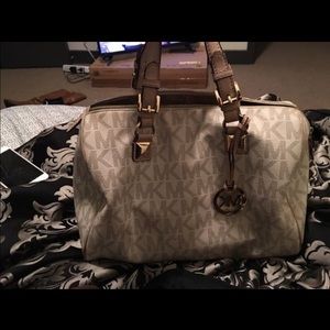 White & Tan Michael Kors Handbag