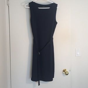 Theory blue belted mid length dress