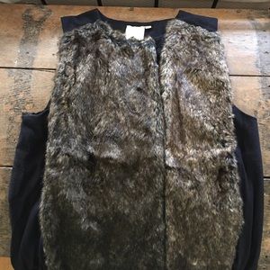 NWOT Anthropologie Blue Faux Fur Vest Size L