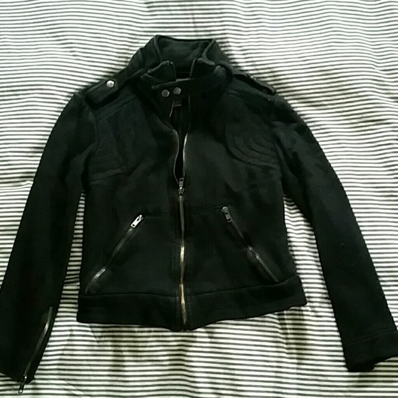 Leather jacket style sweater