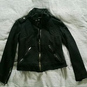 Leather jacket style sweater