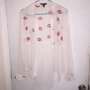 Sheer long sleeve blouse