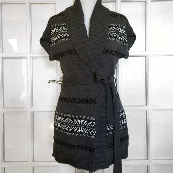 It's Our Time Sweaters - 'It's Our Time' Grey Short-Sleeve Wrap Sweater