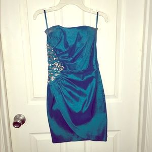 Strapless crystal mini dress