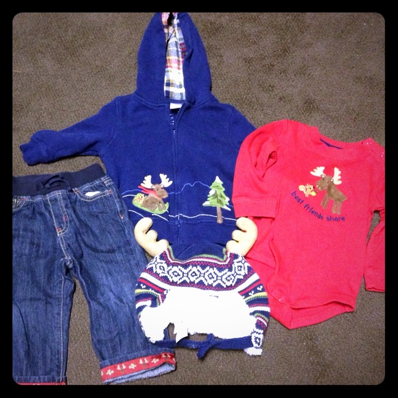 Gymboree 4 piece Moose Set 12-18 months