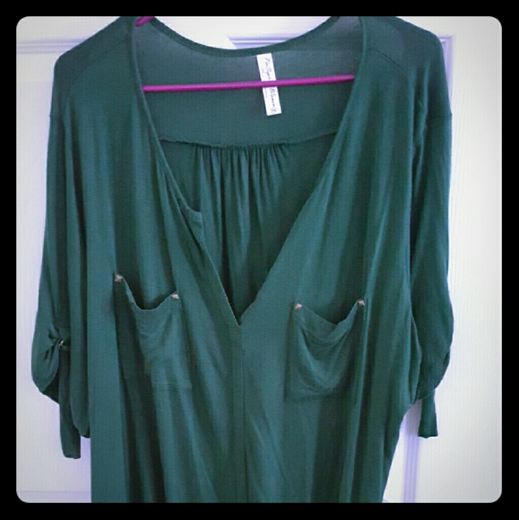 3/4 sleeve stretchy material with pockets