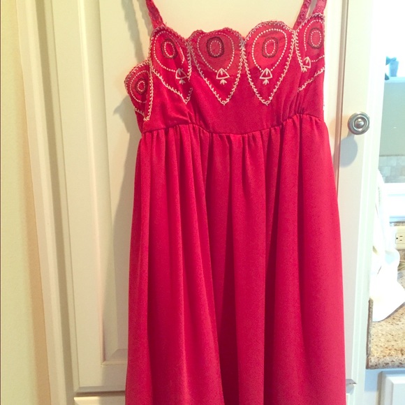Coral sun dress.