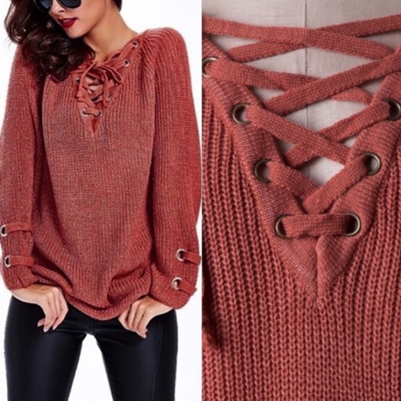 🆕ALIA solid sweater tunic top -MARSALA - Picture 2 of 4