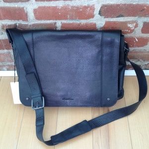 Men's Kenneth Cole black leather messenger bag