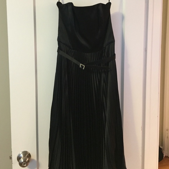 BCBG Strapless Pleated Skirt Dress with Belt