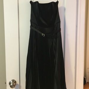 BCBG Strapless Pleated Skirt Dress with Belt
