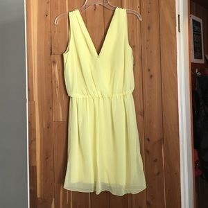 Zara Yellow v neck front and deep v back dress