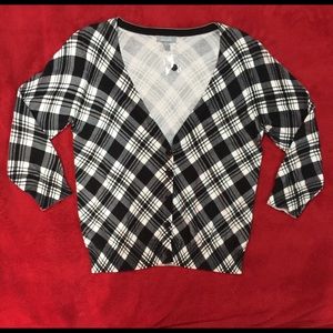 Delias Plaid Large Cardigan with 3/4 sleeves.
