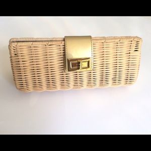 Straw and Gold Woven Clutch