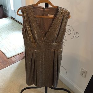 Matte silver platinum sequin cocktail dress