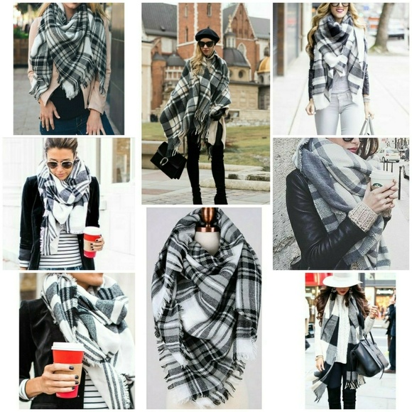 HP ||⭐ Luxe Oversized Plaid Blanket Wrap Scarf - Picture 4 of 5