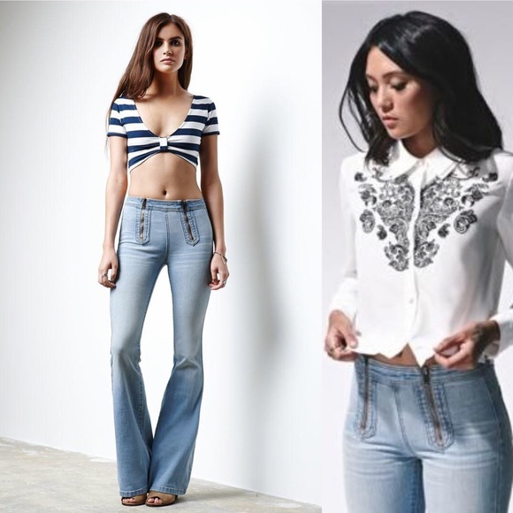 Erin Wasson Zip Front Super Flare Jeans