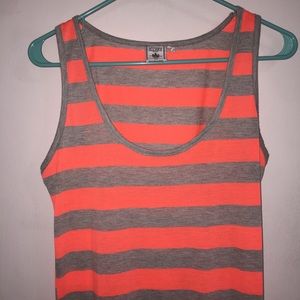 Orange and grey striped maxi dress