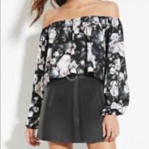 Black off the shoulder floral top