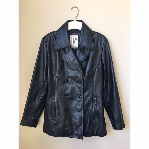 Vintage leather jacket - peacoat style