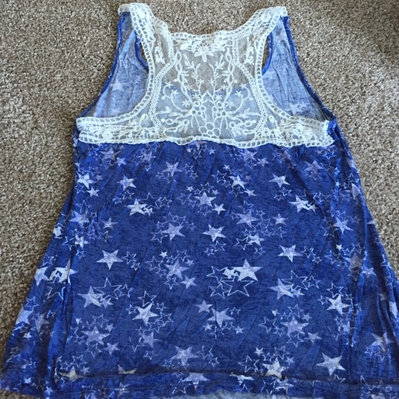 🔴 Rue 21 Blue-White Stars Tank Top - Picture 2 of 2