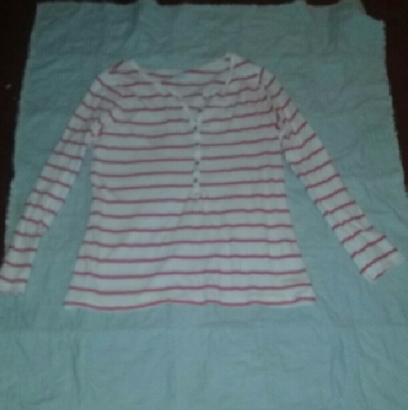 Half button down stripe long sleeve