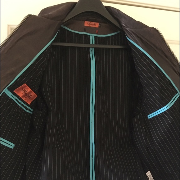 Mark Ecko Men's Brown Leather Motor Jacket - Picture 3 of 4