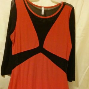 Women's Fitted Party Dress Black/Coral