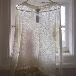 Long white crotchet hem pullover💛